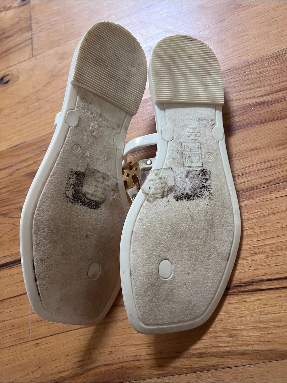 Tory Burch White and gold jelly sandals